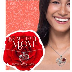 Mom Rose Heart Necklace